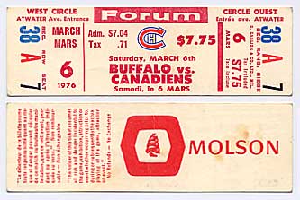 Old Montreal Forum Ticket