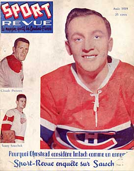 Moore, Provost, Sawchuk on 1959 Sport Revue cover